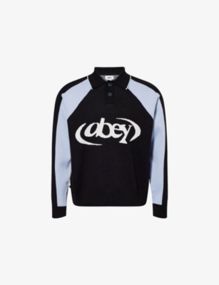 OBEY: Soccer Brand-Print Cotton-Knit Polo Jumper