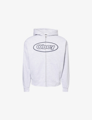OBEY: Oval Brand-Embroidery Cotton-Blend Hoody