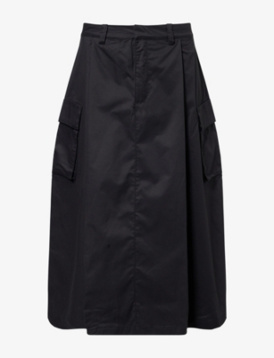 OBEY: Surface Cargo Pleated Cotton-Poplin Midi Skirt