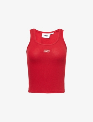 OBEY: Ribbon Ribbed Stretch-Cotton Top