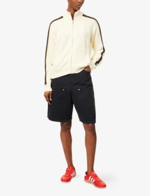 Shop Obey Womens Digital Black Shift Panel Mid-rise Denim Shorts