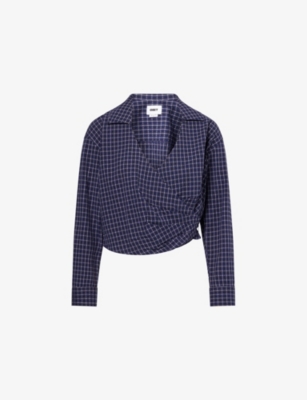 Obey Womens Blue Multi Circa Check-print Cotton Shirt