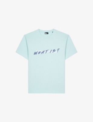 The Kooples Mens Baby Blue Logo-print Short-sleeve Cotton T-shirt