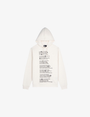 The Kooples Mens Ecru Graphic-print Regular-fit Hooded Cotton Sweatshirt