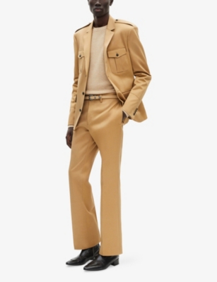 The Kooples Mens Camel Single-breasted Four-pocket Cotton Jacket In Camel