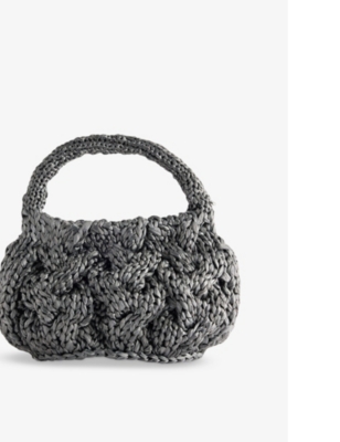 JW ANDERSON: Cable-Knit Small Raffia Top-Handle Bag
