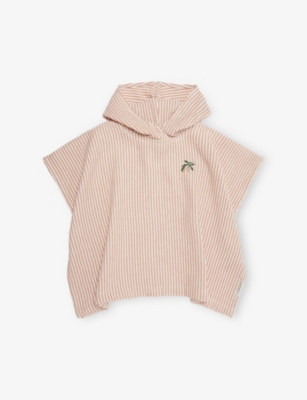 LIEWOOD: Paco Striped Cotton-Seersucker Poncho 1-6 years