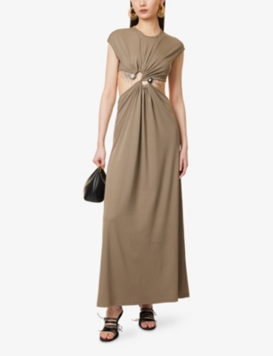 CHRISTOPHER ESBER: S-Buckle Open-Back Tank Jersey Maxi Dress