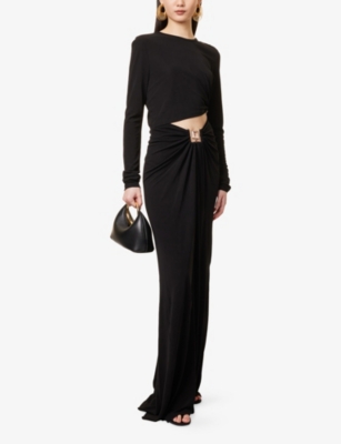 CHRISTOPHER ESBER: Bezel Quartz Ruched Jersey Maxi Skirt
