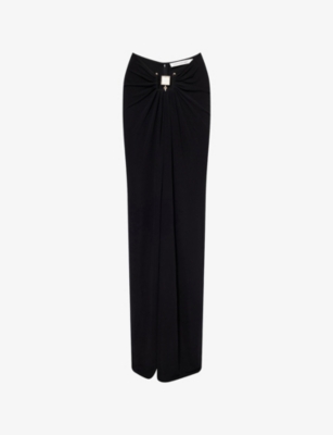 CHRISTOPHER ESBER: Bezel Quartz Ruched Jersey Maxi Skirt
