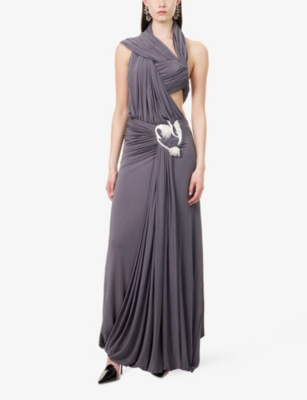 CHRISTOPHER ESBER: Sculptured Loop Draped Stretch-Woven Maxi Skirt