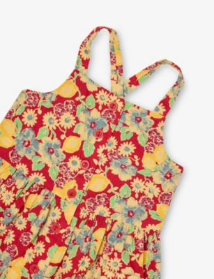 POLO RALPH LAUREN: Girls' Multi Floral-Print Crossover-Strap Cotton Dress