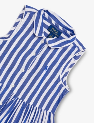 POLO RALPH LAUREN: Girls' Logo-Embroidered Striped Sleeveless Cotton Dress