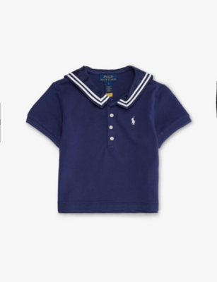POLO RALPH LAUREN: Sailor-Collar Embroidered-Logo Cotton-Pique Polo Shirt 2-6 Years