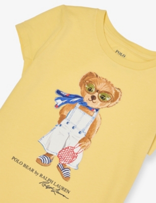 POLO RALPH LAUREN: Girls' Bear Graphic-Print Short-Sleeve Cotton-Jersey T-Shirt