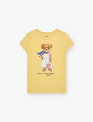 POLO RALPH LAUREN: Girls' Bear Graphic-Print Short-Sleeve Cotton-Jersey T-Shirt