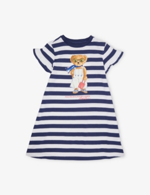 POLO RALPH LAUREN: Girls' Bear Stripe-Print Cotton-Jersey T-Shirt Dress