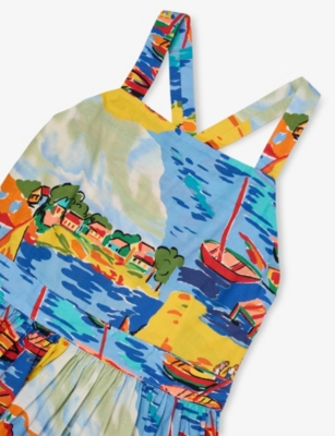 POLO RALPH LAUREN: Girls' Graphic-Print Crossover-Strap Cotton Dress