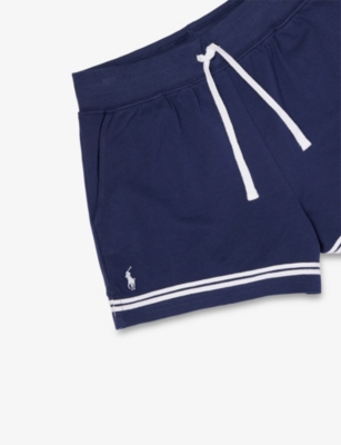 POLO RALPH LAUREN: Boys' Embroidered-Logo Striped-Trim Cotton-Jersey Shorts