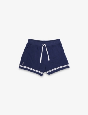 POLO RALPH LAUREN: Boys' Embroidered-Logo Striped-Trim Cotton-Jersey Shorts