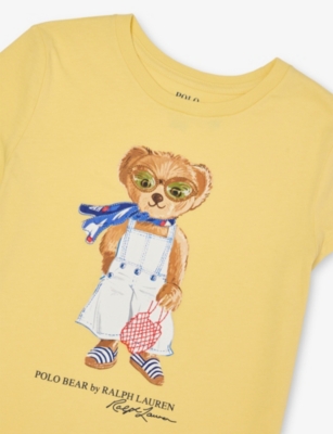 POLO RALPH LAUREN: Baby Girl Bear Graphic-Print Short-Sleeve Cotton-Jersey T-Shirt
