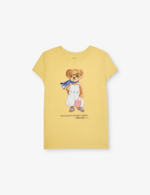 POLO RALPH LAUREN: Baby Girl Bear Graphic-Print Short-Sleeve Cotton-Jersey T-Shirt