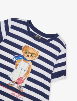 POLO RALPH LAUREN: Girls' Bear Stripe-Print Cotton-Jersey T-Shirt Dress