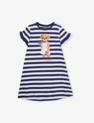POLO RALPH LAUREN: Girls' Bear Stripe-Print Cotton-Jersey T-Shirt Dress
