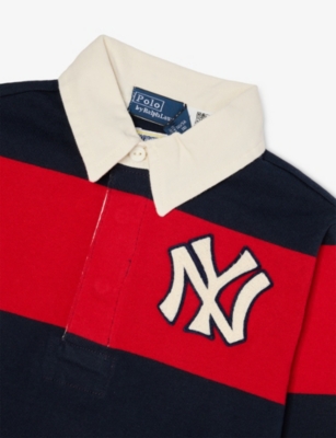POLO RALPH LAUREN: Polo Ralph Lauren x MLB Collection Boys' NY Yankees Logo-Embroidered Striped Cotton Rugby Shirt