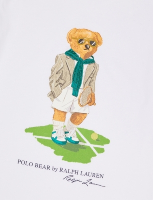 POLO RALPH LAUREN: Polo Ralph Lauren x Wimbledon Bear-Print Cotton-Jersey T-Shirt 6-14 Years