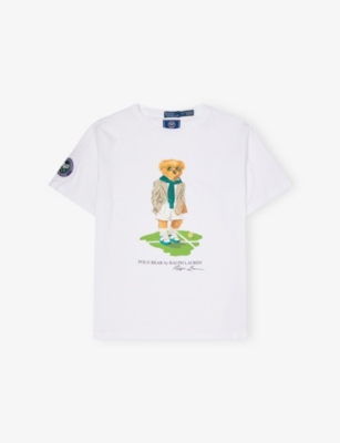 POLO RALPH LAUREN: Polo Ralph Lauren x Wimbledon Bear-Print Cotton-Jersey T-Shirt 6-14 Years