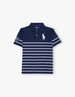 POLO RALPH LAUREN: Polo Ralph Lauren x Wimbledon Boys' Embroidered-Logo Striped Woven Polo Shirt