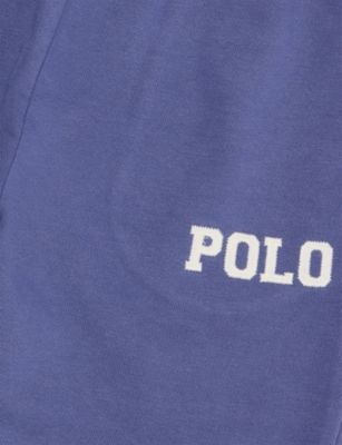 Polo Ralph Lauren Classic Blue Brand-embroidery Elasticated-cuffs Cotton-blend Trousers 4-7 In Blue