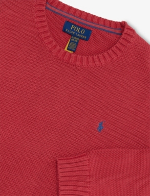 POLO RALPH LAUREN: Brand-Embroidery Crewneck Cotton-Knit Jumper