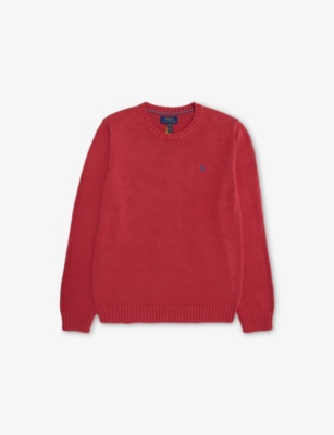 POLO RALPH LAUREN: Brand-Embroidery Crewneck Cotton-Knit Jumper