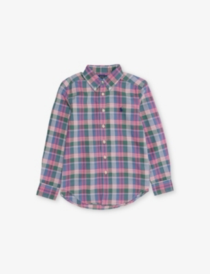 POLO RALPH LAUREN: Boys' Plaid-Pattern Cotton Oxford Shirt