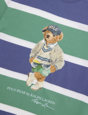POLO RALPH LAUREN: Bear Striped Cotton-Jersey T-Shirt 6-14 Years