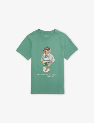 POLO RALPH LAUREN: Boys' Bear-Print Crewneck Cotton-Jersey T-Shirt