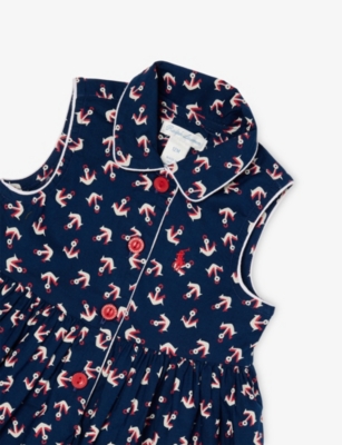 POLO RALPH LAUREN: Baby Girl Anchor-Print Sleeveless Cotton Dress and Bloomer Set