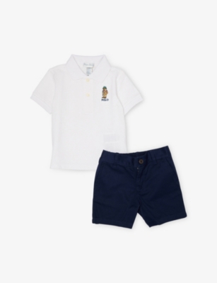 POLO RALPH LAUREN: Baby Boy Polo Bear Graphic-Print Shirt and Shorts Cotton Set