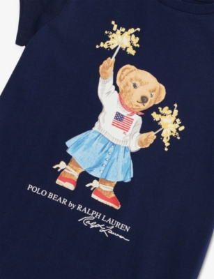 Polo Ralph Lauren Polo Bear Cotton Jersey Dress In Blue