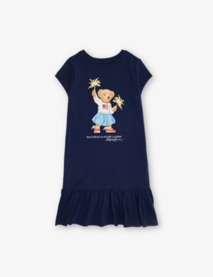 Polo Ralph Lauren Polo Bear Cotton Jersey Dress In Blue
