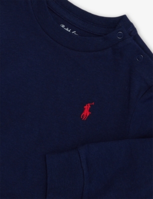 POLO RALPH LAUREN: Brand-Embroidery Crewneck Cotton-Jersey T-Shirt