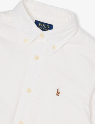 Polo Ralph Lauren Button-down Curved-hem Cotton-poplin Shirt 2-7