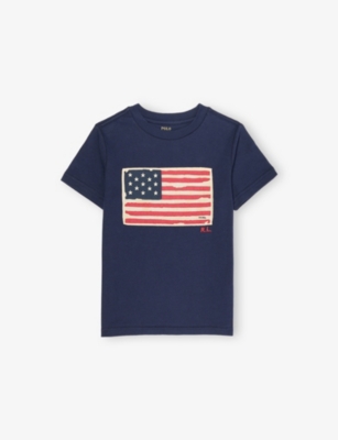 POLO RALPH LAUREN: Boys' Logo-Flag Crewneck Cotton-Jersey T-Shirt