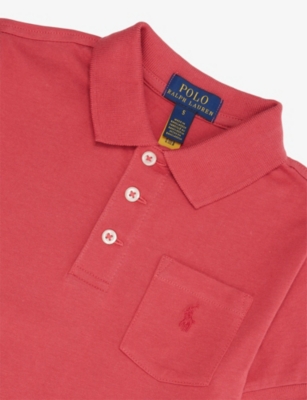 Polo Ralph Lauren Boys' Brand-embroidery Cotton-jersey Polo Shirt Nantucket Red/c4488 In Pink