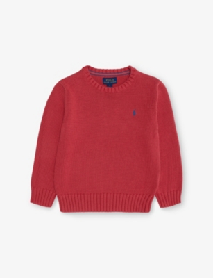 POLO RALPH LAUREN: Brand-Embroidery Crewneck Cotton-Knit Jumper