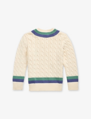 POLO RALPH LAUREN: Boys' Embroidered Knitted Cotton Cricket Jumper