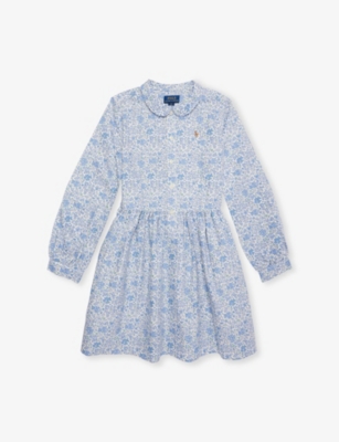 POLO RALPH LAUREN: Baby Girl Floral-Print Embroidered-Logo Cotton Day Dress