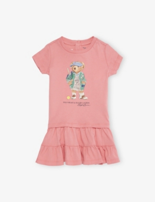 POLO RALPH LAUREN: Baby Girl Polo Bear Tiered Cotton-Jersey Dress
